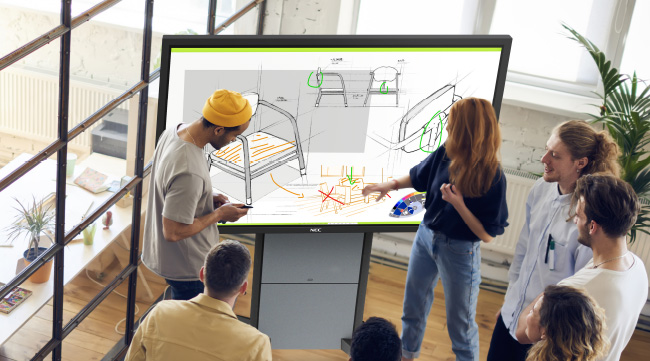 NEC Large Screen displays and projectors being used in a large media room