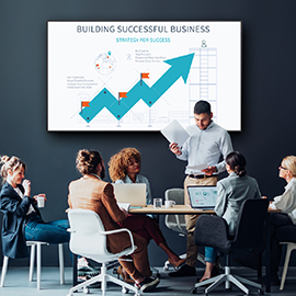 Sharp large screen display being used in an office