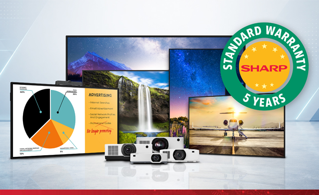 Sharp Products with a 5 year badge
